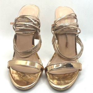 Rose Gold strappy lace up heels